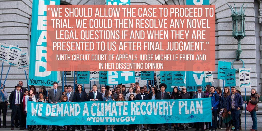 BREAKING: In a 2-1 Decision, the Ninth Circuit Court of Appeals Grants Interlocutory Appeal in Juliana v. United States and in a Unanimous Decision Denies Mandamus. Read full press release here: ourchildrenstrust.org/s/20181226-Nin… #youthvgov #LetTheYouthBeHeard