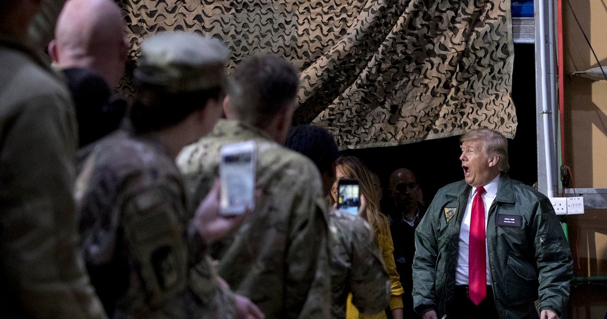 NavyTimes's tweet image. In Iraq visit, Trump makes false claims about military pay again trib.al/4YSjGvW