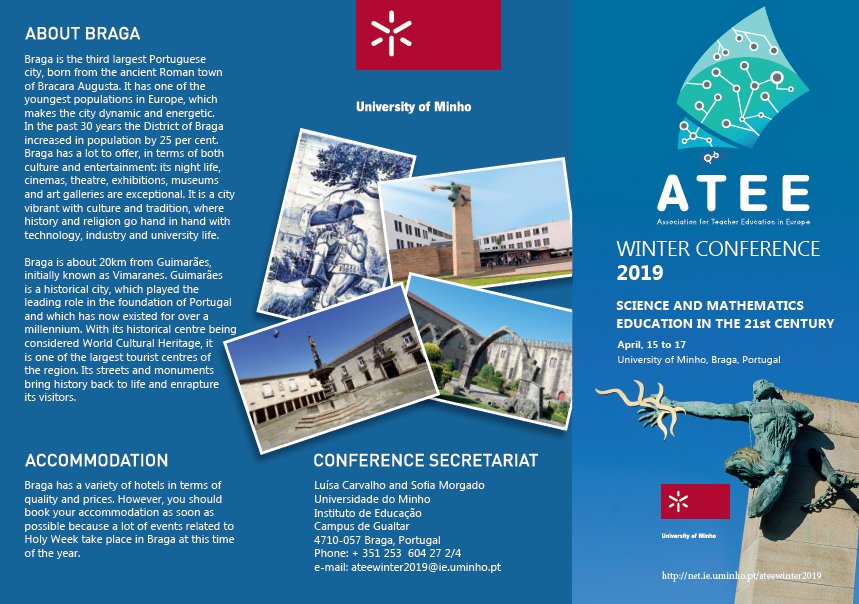 2019Atee's tweet photo. ‼️Abstract submission until 4th january to ATEE Winter Conference 2019, hosted by University of Minho.
Abstract must be sent to: ateewinter2019@ie.uminho.pt
For more information: https://t.co/Z4kl3e3Z0d https://t.co/BZWPJJR1Qy