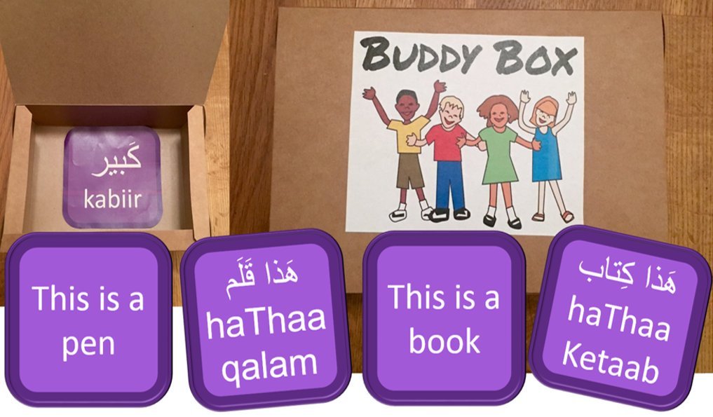 Earlier this year I worked with a number of #Syrian families in North #Yorkshire helping the kids with their spoken English - My #Arabic language training which I had spent many years learning proved helpful. 

I created and designed some English / Arabic Flashcards "Buddy Box"
