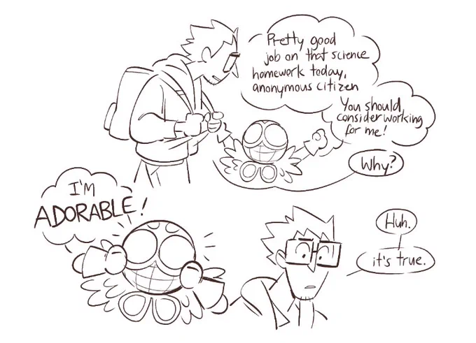 hes not smart enough to make weapons on his own so he just recruits like... a classmate 
