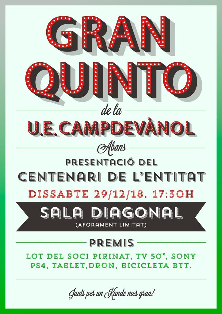 1uecampdevanol's tweet photo. ATENCIÓ: Ja queda menys!! Aquest dissabte dia 29. Sala Diagonal de #Campdevànol #GranQuinto de la UE Campdevànol. Fes-ho córrer, forma part de la història del nostre club!! La farem mooooolt grossa!!!!
#SomCentenaris
#Kande1919 https://t.co/w0NU1HF8tj