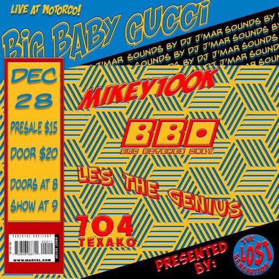 LordPhly's tweet photo. @lordphly Hosting
@motorcomh 
@jmarthedj 
@youalreadynoahh / #TheLostGen Presents:
@mikey100k / @therealbbo / @lesthegenius / @bigbabygucci 
END OF YEAR BASH, DONT MISS OUT!!
#AskPHLY #GooodCompny #nAFbDOPE https://t.co/n0aBtX0dAl