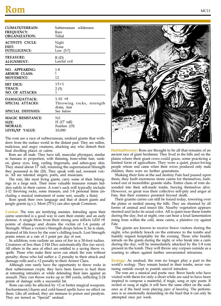 Looks like the Raam was inspired (or is a renamed) by the Rom, an undead giant that appeared in the Al-Qadim Monstrous Compendium co-authored by  @monkeyking back in 1992.