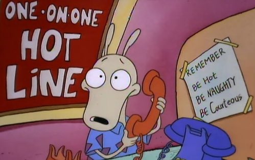 todayyearsold's tweet photo. Did anyone else ever notice that Rocko worked at a phone sex hotline? https://t.co/S0cGXBwTDn