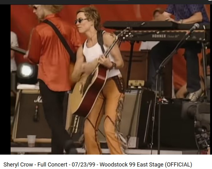 lol they said sheryl crow is a candidate for the 'heart and soul" of woodstock. her music sucks and shes appropriating native american culture with those pants so maybe they mean the old woodstock.