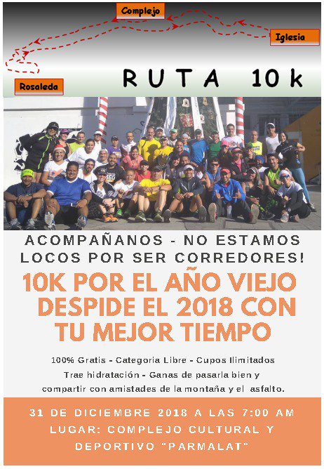 #Deportes
Despide el Año Viejo con tu mejor Tiempo.
Carrera 10k #Sanantoñeros y sus amigos
Lunes #31diciembre 7am, Complejo Cultural y Deportivo Los Salias
😎🎄🎅🎉