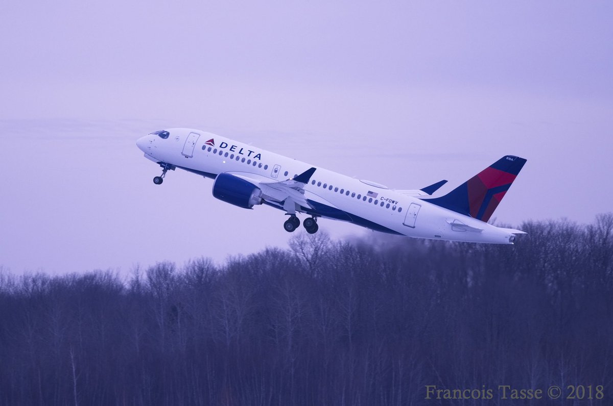 War_bird's tweet photo. Fourth @Delta #Delta #A220-100 50023 from #Airbus @Airbus shoot departing for customer acceptance flight at #CYMX this afternoon. #avgeek #avgeeks #planespotting https://t.co/kStu91VFhx