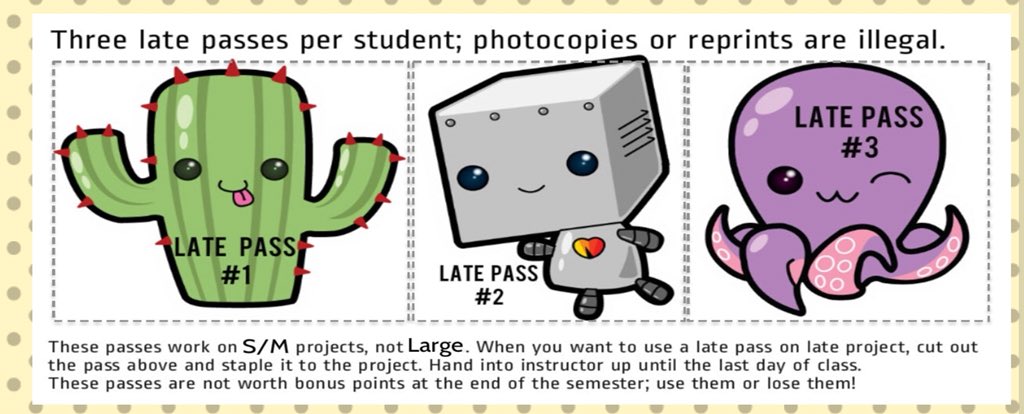 ihaveabug's tweet photo. @eveewing I use the cute #latepasses attached (made on #Pixlr), a #SyllabusQuiz, and I’ll attach other items ppl have mentioned. Thnx 4this thread; I’ve stolen some kick-ass ideas! https://t.co/Q3fyo7wug2