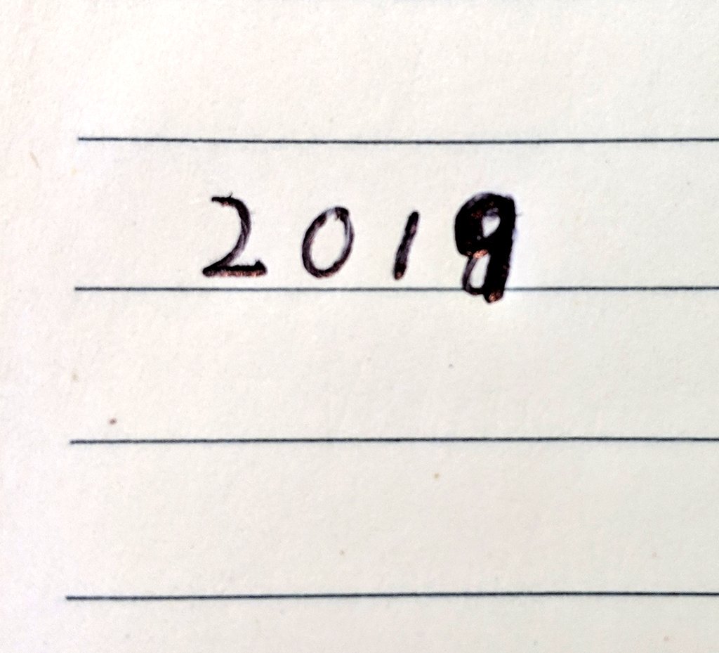 Handwritten "2018" very obviously corrected to "2019"