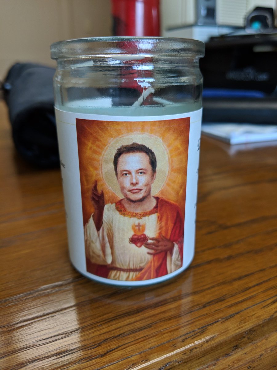 CompoundingCzar's tweet photo. From #FOMOMO shirts to limited edition Elon prayer candles, the Czar delivers.
"Our Elon, who art in 2070, secured be thy funds..."
Glad you liked it @plan4dough ! #happyholidays https://t.co/gISVmh14YV