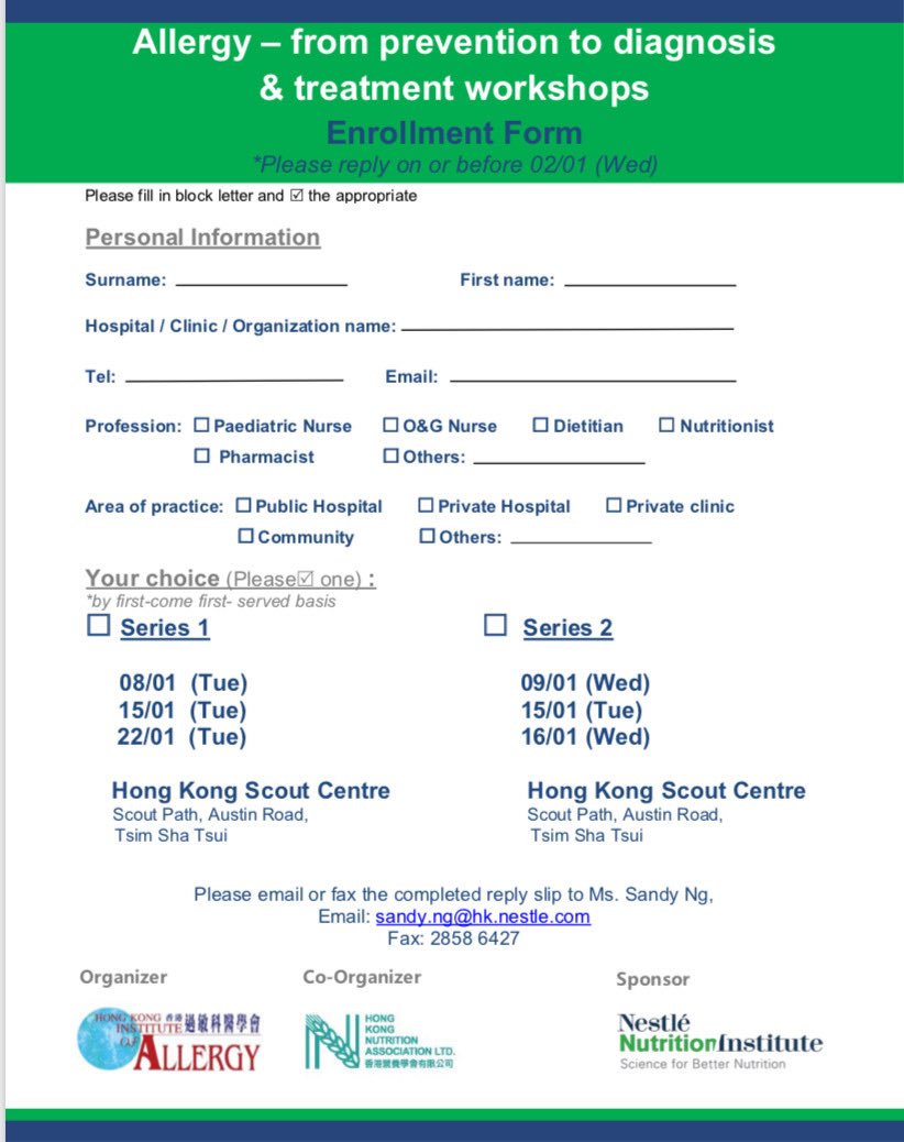 HKIAllergy's tweet photo. HKIA next allergy workshop for nurses and community pharmacists! https://t.co/kmCLlhYcJ3