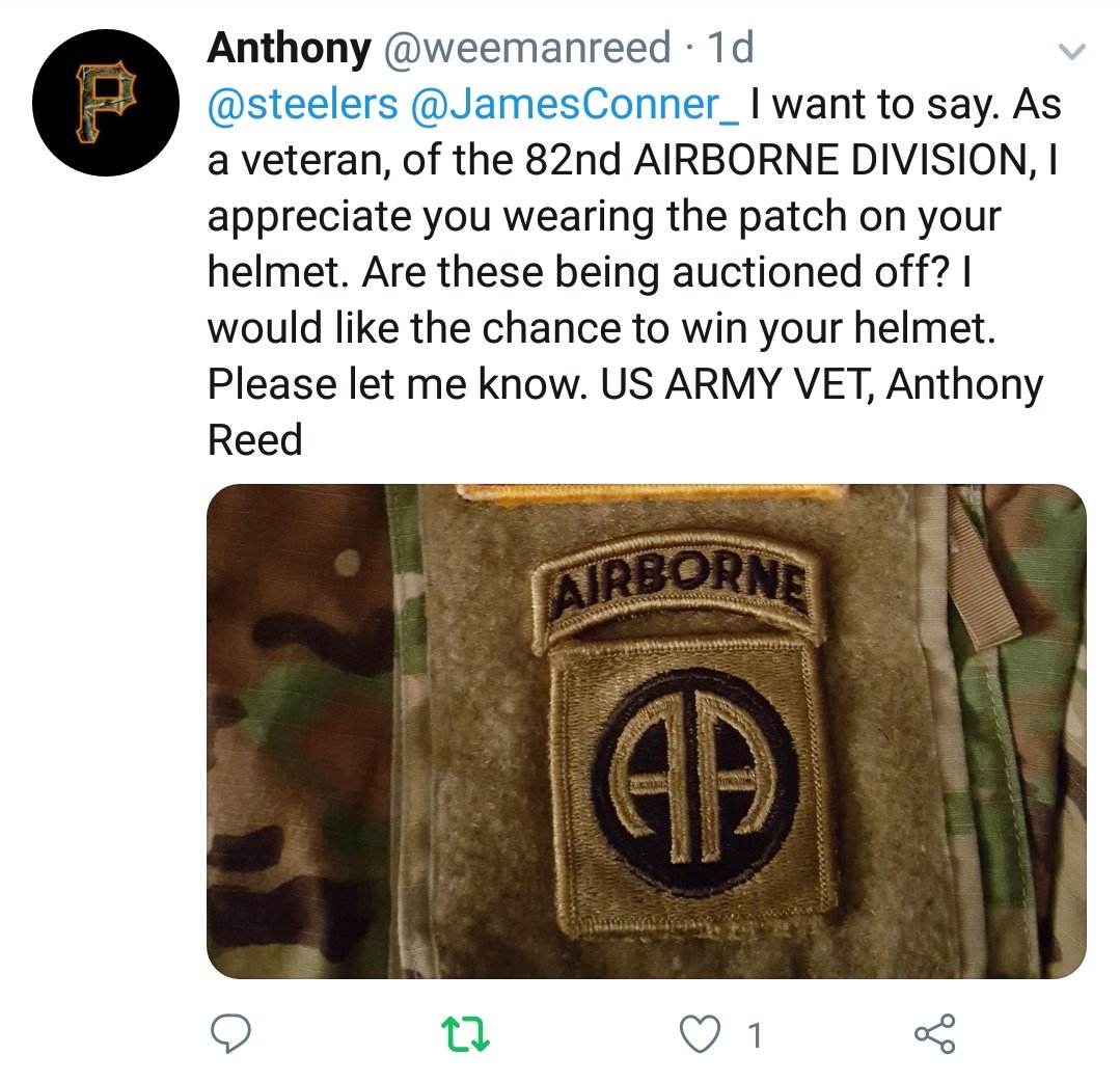 weemanreed's tweet photo. @_TJWatt is it possible for you to help a guy out... trying to reach out to you or @JamesConner_ I've been in the Army for 14 years. 3 deployments, 1 to Iraq and 2 to Afghanistan.  Trying to get one of those salute to service game jerseys, or a helmet for my game room. https://t.co/wUzm7wgNpZ