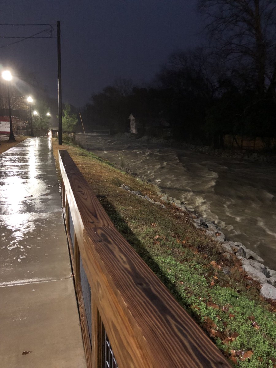 Gordon’s Creek is rolling, and several areas around <a href="/HburgDowntown/">Downtown Hattiesburg</a> are flooded. Please continue to use extreme caution if you are on the road. If you’re at home, stay put.

We’ll continue to get more rain throughout the night and into early Friday morning.