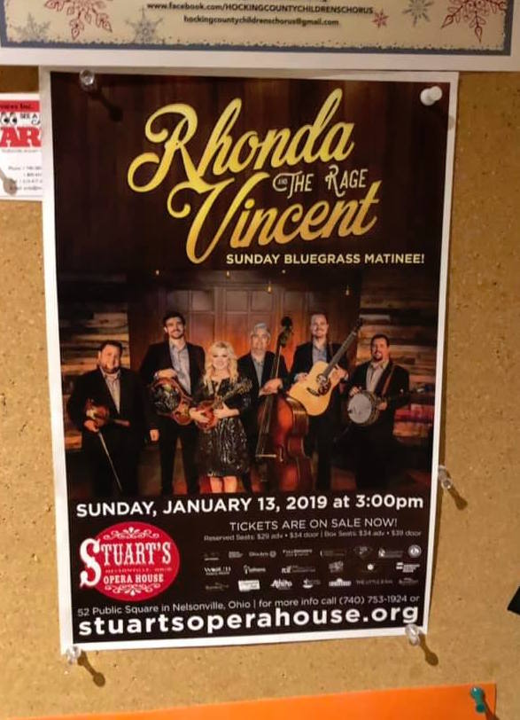 RhondaVincent13's tweet photo. January 13, 2019 Nelsonville OH  @stuartsoh features Grammy Winning #QueenOfBluegrass #RhondaVincent &amp; The Rage with @ColDubyaJWB @SallyBerryMusic #BrentBurke #MickeyHarris #AaronMcDaris #HunterBerry #MostAwardWinningBandInBluegrassMusicHistory #Bluegrass https://t.co/KiNFgYPzWF https://t.co/LXfCxq2UjO