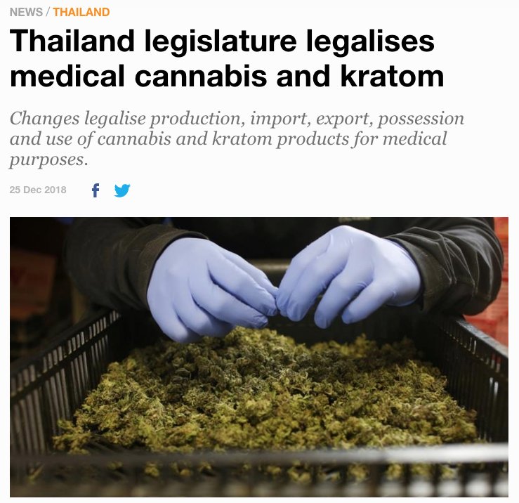 After more than 75 years of prohibition Thailand legalized their traditional medicine kratom. They also legalized medicinal use of Cannabis after 83 years of prohibition. Progress!