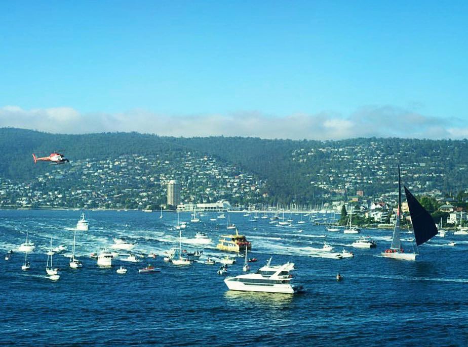 Our newest client, Par Avion Tasmania (@paraviontas), has had one of their helicopters up in the sky over the #RolexSydneyHobart finish line taking some epic aerial shots of the arrival of #WildOatsXI 
Give pilot Greg a wave if you see him flying above you! 🚁