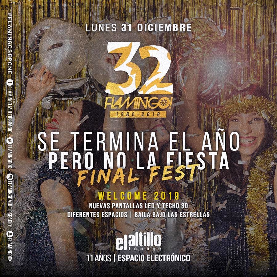 FlamingoOk's tweet photo. LUNES 31 | FLAMINGO SE PONE |
.
Despedimos el 2018 a pleno, con muchas ganas de bailar y de pasarla GENIALLL💣💥
.
LE METEMOS FIESTA A TU NOCHE JUNTO A @velisa2019 
.
🍾FESTEJAMOS LOS 11 AÑOS DE #ElAltilloLounge🍾

¡¡no te lo podes perder!!🔥🔥🔥 https://t.co/bgBwSAx24g