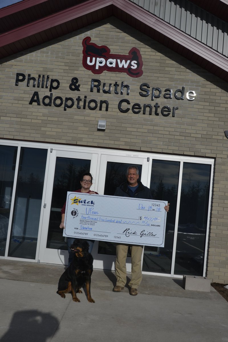 QuickCallSwick's tweet image. Rick was able to present UPAWS with a recent donation from Swick. We are happy to help support such a wonderful organization and are very excited for their new facility to open up!