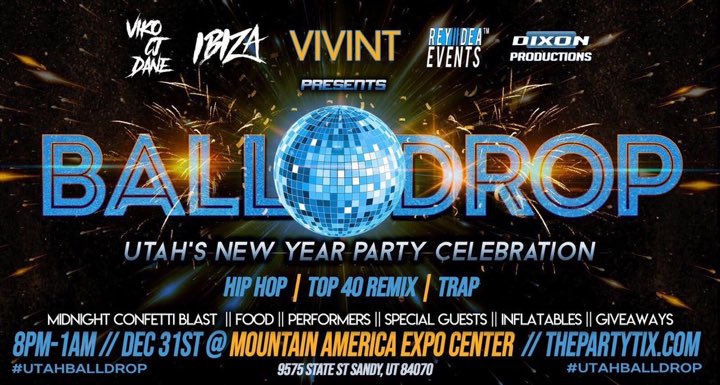 ashdelinski's tweet photo. All my Utah people: y’all need to make it to the Ball Drop for NYE. It’s gonna be the most lit party of the whole year. 🔥🎉🔥#VikoCJDane #UTAHBALLDROP https://t.co/7cgYFspSpu