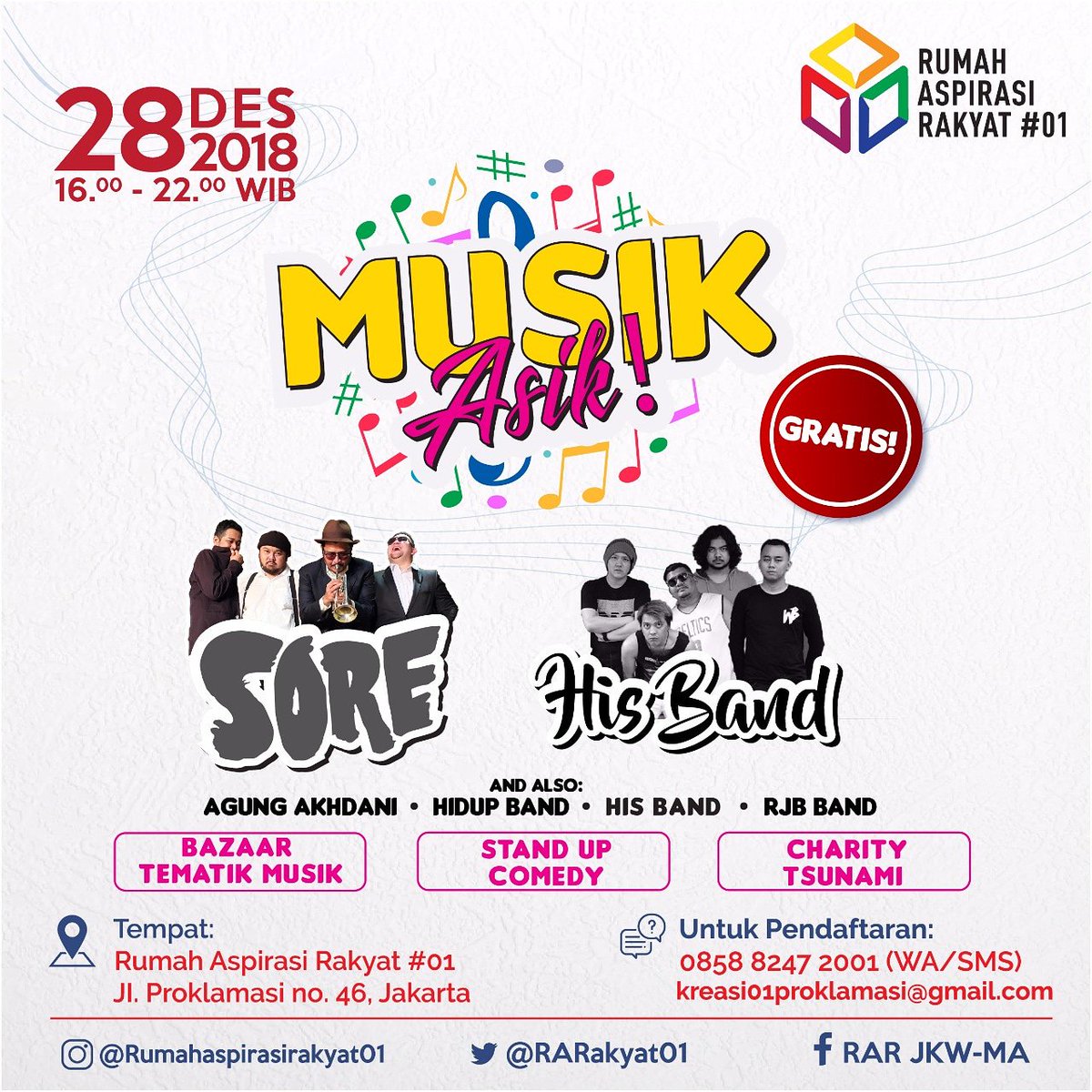 Yuk nanti sore bakal ada HiS,start from 16.00 until end #charitytsunami #musikasik