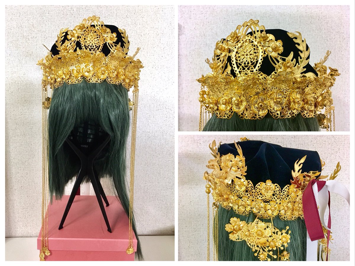 drizzlefactory's tweet photo. 【制作衣装】
製作したのに上げれてなかった分です。
東方Project 四季映姫 衣装
幻想郷の最高裁判長の装いってどんなかな…と考えた時に、煌びやかで豪華なイメージにたどり着いたので、金色のブレードを多種用いて制作しました。帽子は王冠をイメージして制作しました。
 #DrizzleFactory
 #自作衣装 https://t.co/U1npuc5gBH