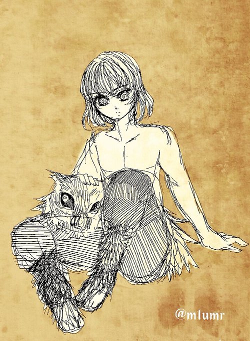 華さんがTwitterに投稿した嘴平伊之助(鬼滅の刃)のイラスト。