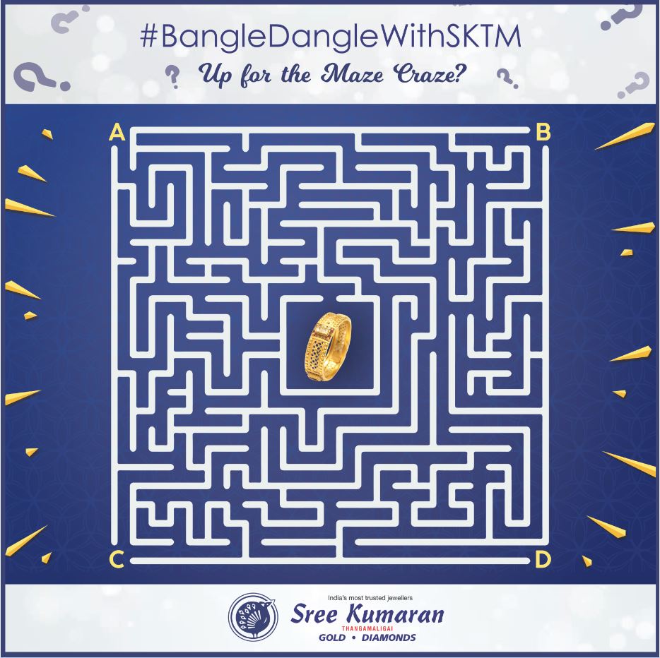 SKTM_Hyd's tweet photo. Getting your dream Jewellery may not be that easy! Which option would take you to the Jewellery! Let us know in the comments!
#MazeCraze #BangleDangleWithSKTM #Sreekumaran #Contest https://t.co/NsakSifLws