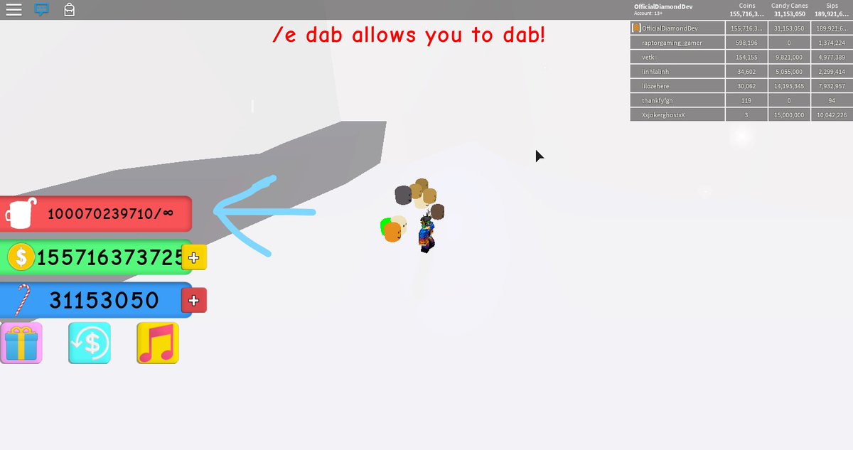 RealDiamondDev's tweet image. Lol, I Hit 100 Billion! WOO! #HotChocolateSimulator