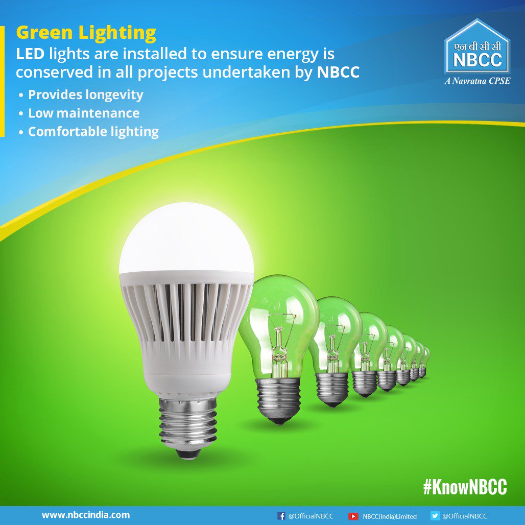 OfficialNBCC's tweet photo. NBCC ensures use of LED lights to save energy. LED lighting provides efficiency and enables consumers to save significantly over the life of the light. #KnowNBCC https://t.co/727dvMJVuu