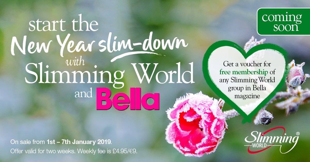 SlimmingWorld's tweet photo. If you're thinking of slimming down this year, make the most of our free #SlimmingWorld membership offer - out in @bellamagazineUK on #NewYearsDay! https://t.co/Gf0qB48MpC