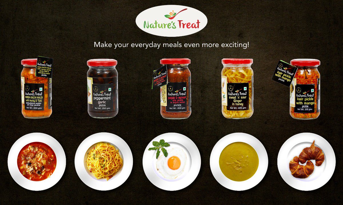 Add an authentic flavour to each cuisine with our #GharKaPickle

Now available on <a href="/amazonIN/">Amazon India</a> Order Now bit.ly/ntorder

#NaturesTreat #IndianPickles #Healthy #IndianCuisine #picklelover #pickle #pickles <a href="/ifn/">India Food Network</a> <a href="/FoodManiacIndia/">Food Maniac India™</a> <a href="/worldfoodindia/">World Food India</a> #Saturday#Saturdayfeels #weekend
