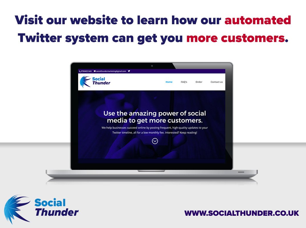 Take a look at socialthunder.co.uk  to learn about the ways in which we can help your business reach more people on Twitter.