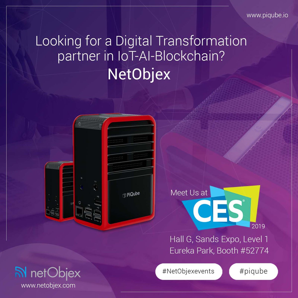 NetObjex's tweet image. We are launching our revolutionary IoT-AI-Blockchain edge device-PiQube at #ces2019, Booth #52774,Eureka Park. 
Schedule a private meeting with us: lnkd.in/fHre8qV
Invest in our crowdfunding campaign here bit.ly/2DXntO6 
#netobjexevents #netobjex #piqube #IoT