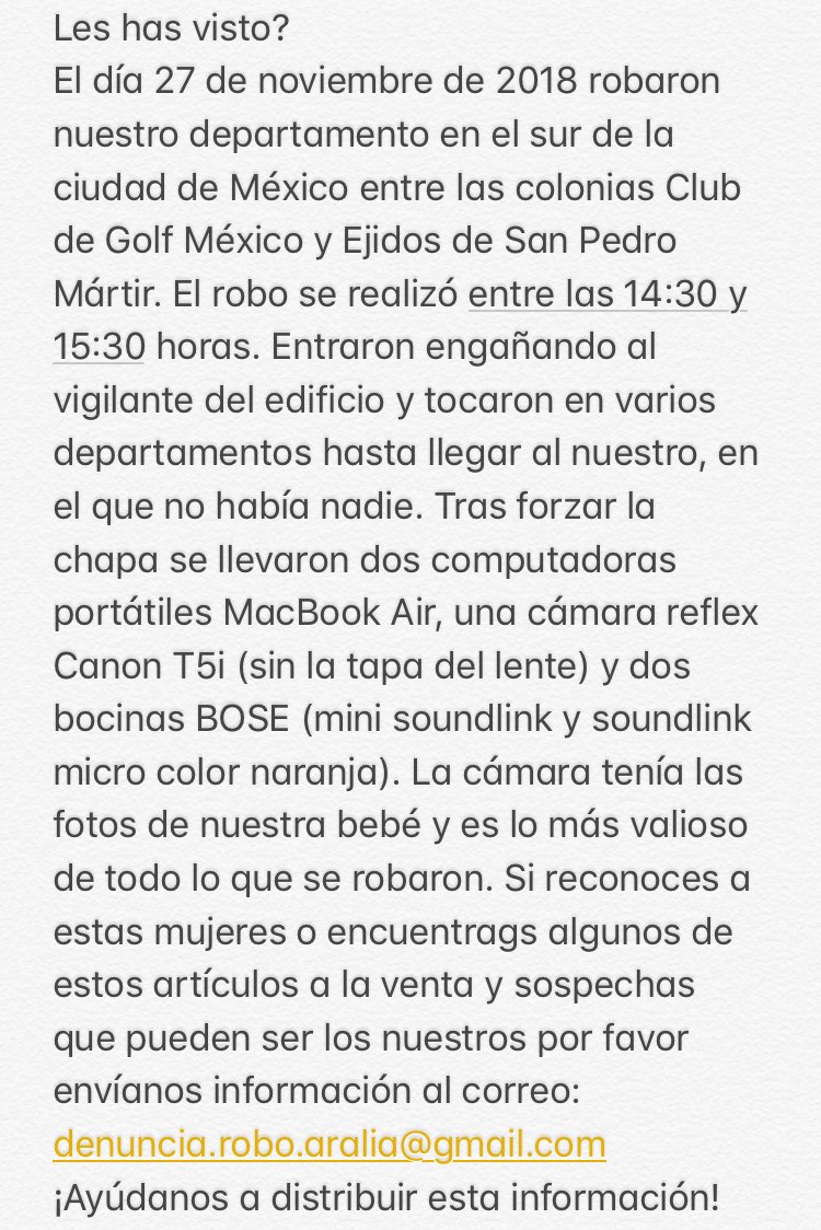 maricugh's tweet photo. Robaron nuestro departamento en la CDMX. Ayúdanos a distribuir esto y aumentar las probabilidades de dar con los delincuentes y que se haga justicia! @semaforodelito https://t.co/1q1XuMnocU