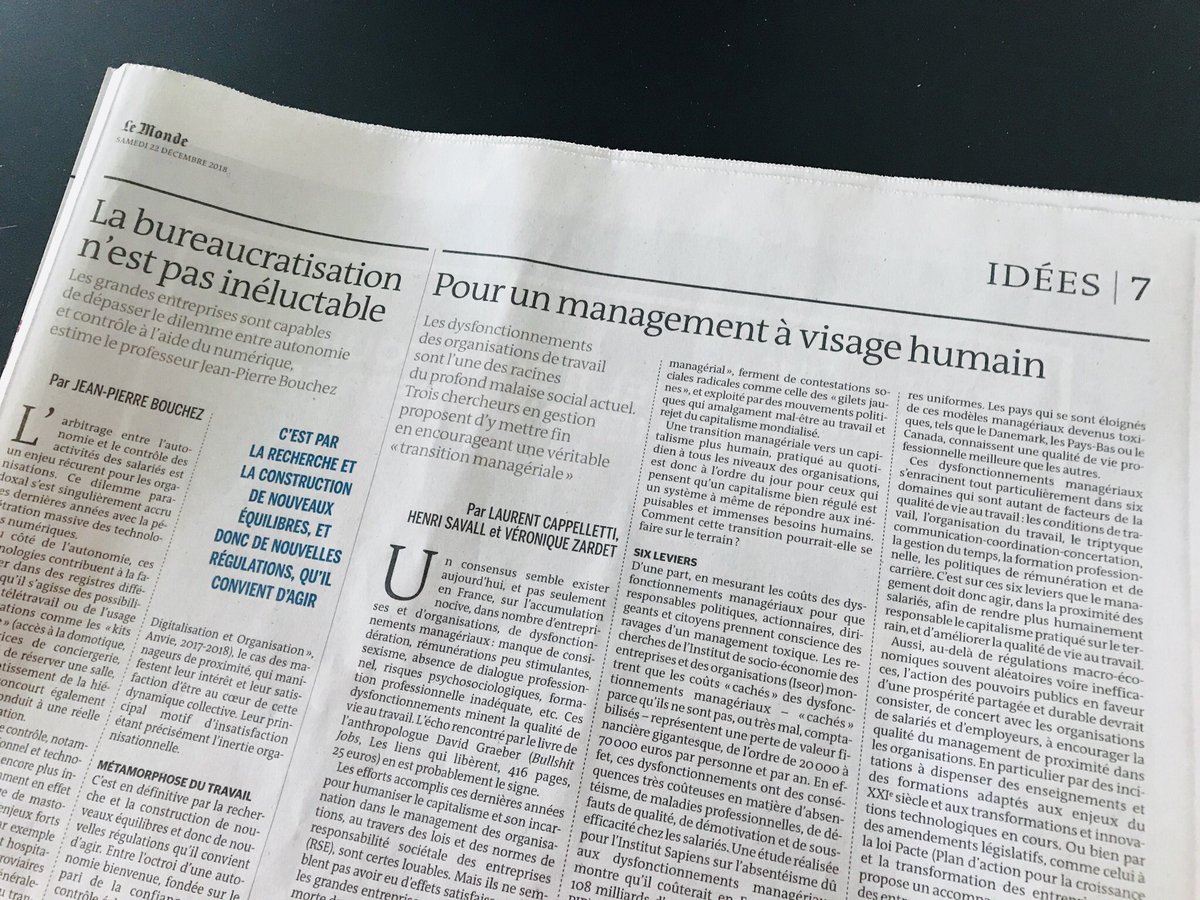 LaFabrique_RH's tweet image. [📖#VendrediLecture] « La bureaucratisation n’est pas inéluctable » ou comment répondre au dilemme autonomie / contrôle grâce à l’innovation collaborative ! Tribune de Jean-Pierre Bouchez à retrouver dans @lemondefr ! ⤵️
#psilab #HRTech