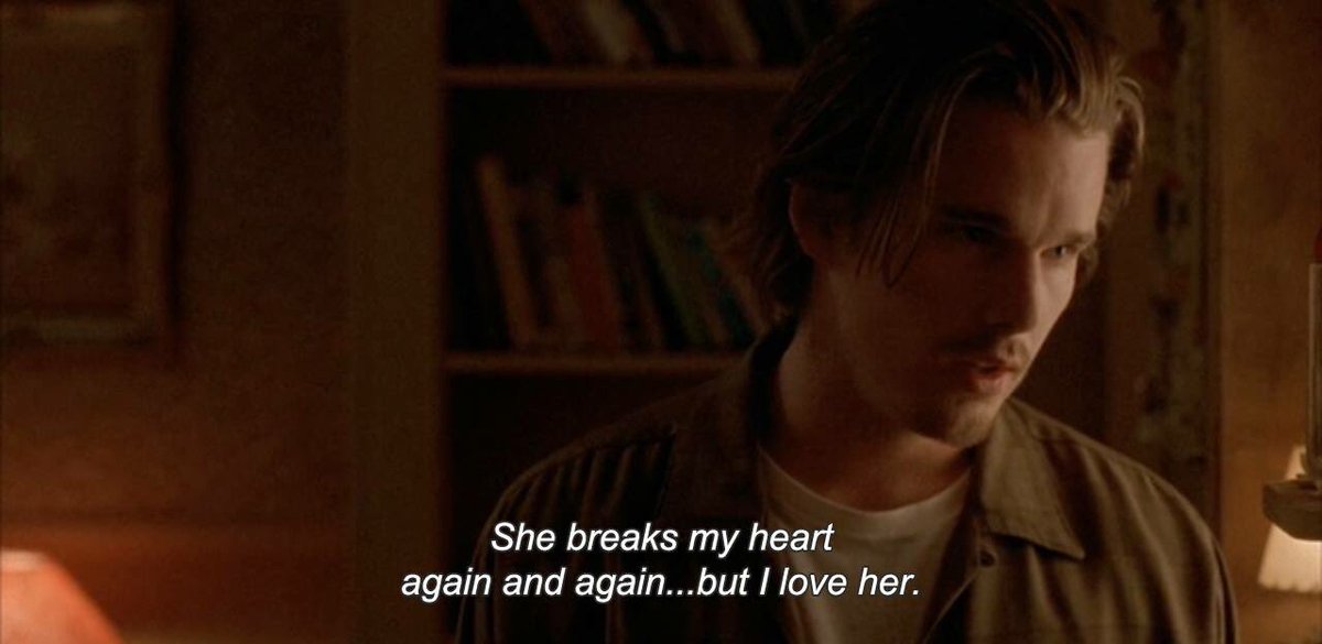 _sandraserag_'s tweet image. " She breaks my heart again and again .. but I love her "

- Reality bites (1994)