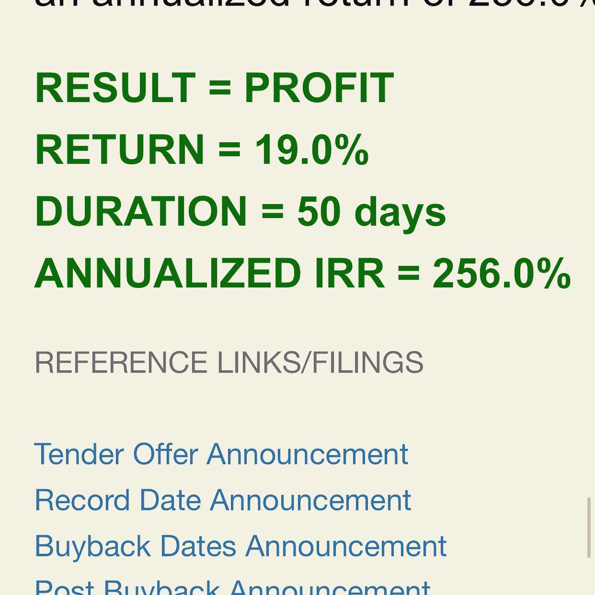 EnterprisingVal's tweet image. NLC tender offer turned out to be profitable with 19% return in approx 50 days, which equals to annualized return of 256%. Congrats to all who participated!!!! 👏👏👏 enterprisingvalue.com/2018/10/nlc-in…