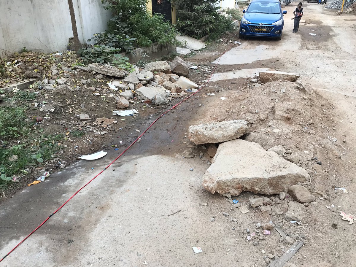 jvsuresh's tweet photo. @GHMCOnline  rocks all over the road in Vijayanagar colony road number1, Kukatpally, opposite of Patel Kunta HUDA Park. People dumped rocks, debris on center and sides of this road and not cleared for sixmonths. Officials, Anyone cares and has time to solve? https://t.co/tXb5u4YmSa