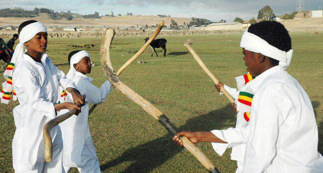 baseethiopia1's tweet photo. At Lalibela, Genna is celebrated in very attractive ways due to the birth date of King Lalibela being on a similar day. In the rural areas a popular game is conducted between two youth teams. The game is named after the festival &amp; is  called"Yegena Chewata". https://t.co/3aaWhvzTgu
