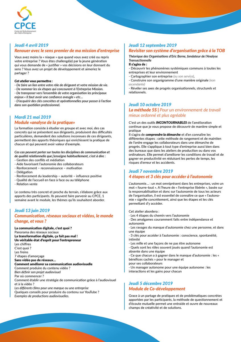 CPCEFC's tweet image. Le cycle du manager 2019 
Programme de Besançon Ouest.