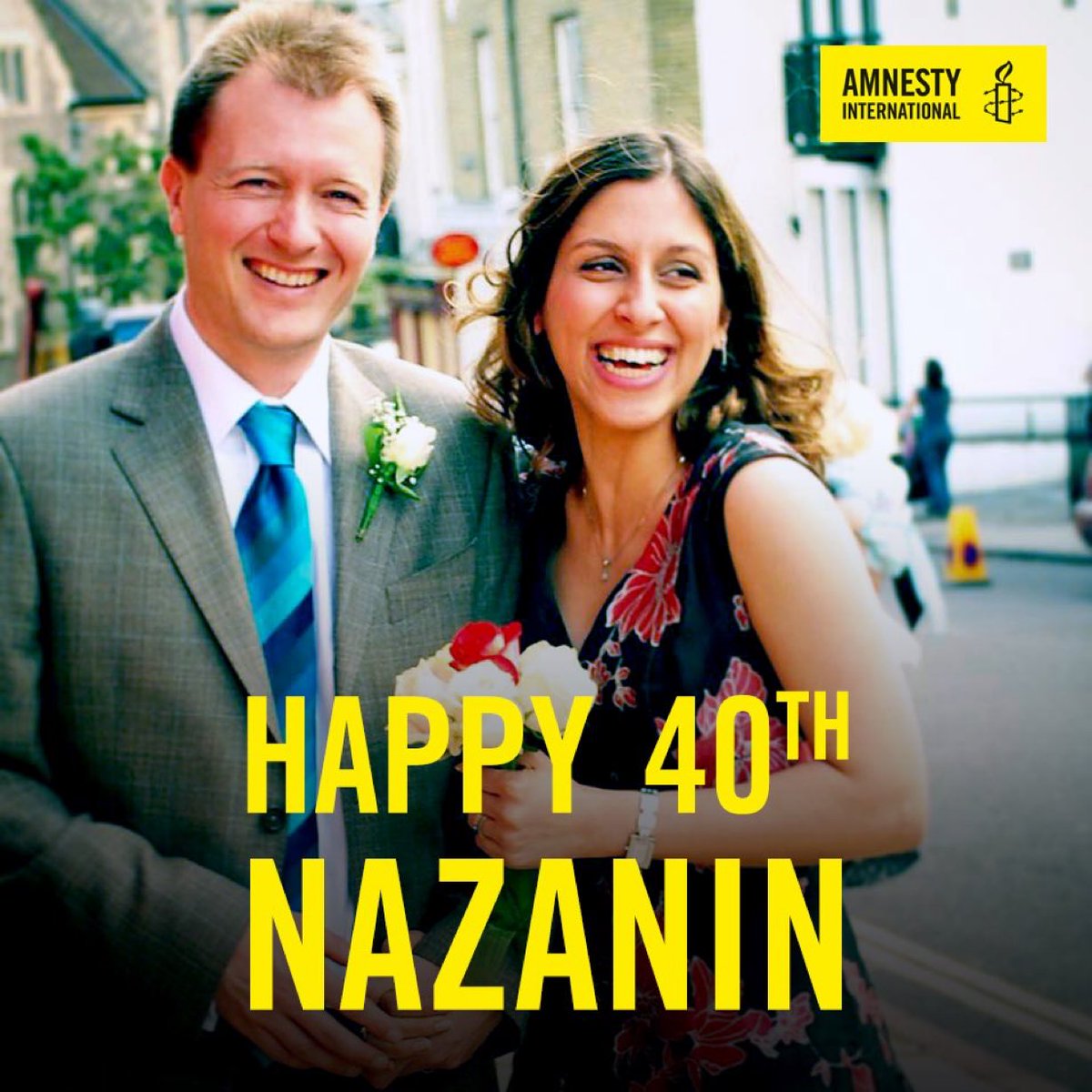 Amnesty_Actions's tweet photo. Nazanin spends her 40th birthday in prison in #Iran. Please sign and share the petition demanding her release! -> https://t.co/loWexkQhYc #FreeNazanin https://t.co/r7eCmU7Hoh