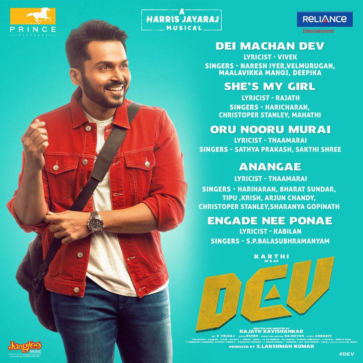 urkumaresanpro's tweet image. @Jharrisjayaraj is all set to deliver an adequately enjoyable songs..!! Super cool #Dev audio releasing tomorrow. 🎶🥁

#DevAudioFromTomorrow 

@Karthi_Offl @Rakulpreet @RajathDir @PrincePictures_ 
@lakku76 @RelianceEnt @timesmusicsouth @DevTheMovie