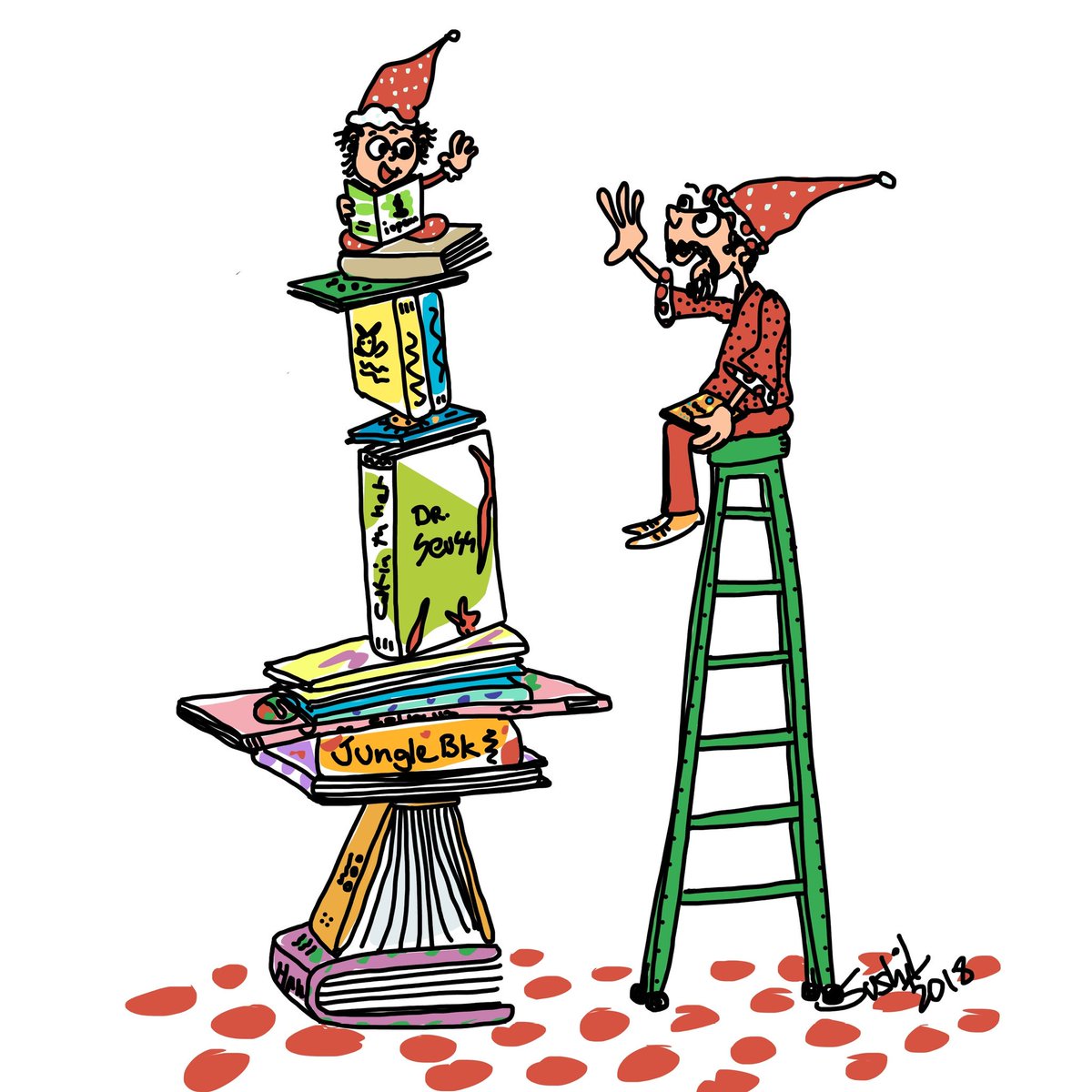 Doodlewala's tweet photo. "A new one for the Book Mountain" #zanydoodles
#books #bookworm #stories #bookladder #bookmountain #reading #littlereader #fatherdaughter #ilovebooks #zany #quirky #whimsical #storytelling #art #artist #Doodlewala #doodleart #childrensbook #kiddying #illustrationart #cartoonist https://t.co/gbqhqSxpl3