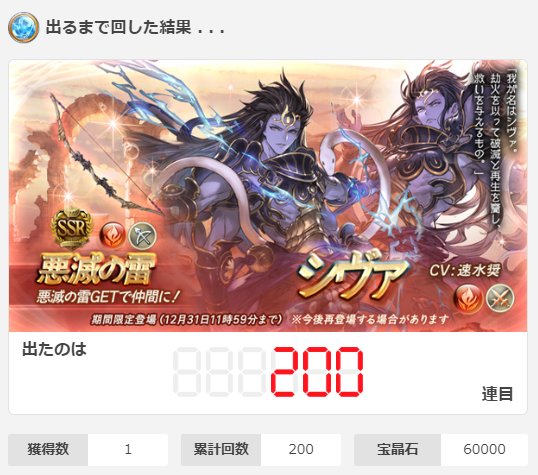 グラブル攻略 Gamewith リミシヴァやオリヴィエ フォールンソード の1点狙い運試しはこちら キャラ シヴァ リミテッド を1個引くまでに 0連かかり 宝晶石を個使いました T Co Kxmgwykwcz Gamewith T Co Bsb0lp4pnm Twitter