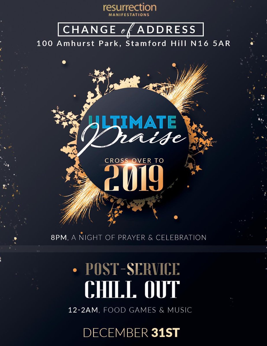 PsPrinceDavid's tweet photo. CROSS OVER TO 2019! #ResurrectionWorship #ResWorship #PastorPrinceDavid #ResmanOutreach #ResurrectionManifestations #EssexRoad #United #Fellowship #Community #ResmanMedia #ResmanChurch #ReplibUK #Replib #PastorPrinceDavidAmponsah #100AmhurstPark https://t.co/HVy3goclhV