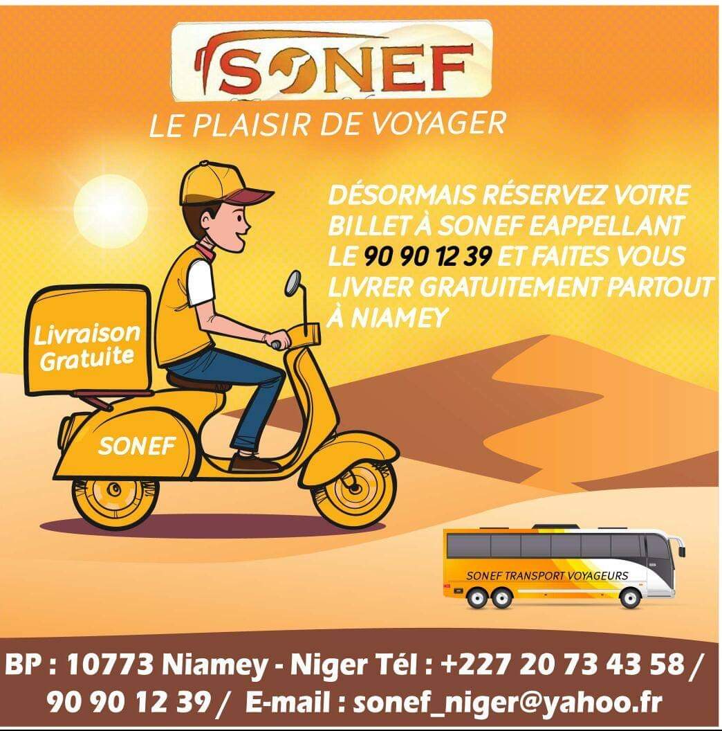 Pour le client de sonef à Niamey fait vous livrer votre ticket jusqu'à chez vous à domicile pour plus d'informations contactez le 90901239