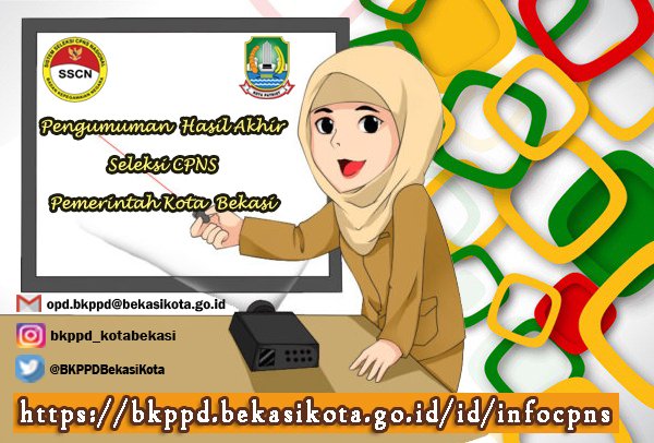 cpnskotabekasi's tweet photo. Selamat Sore, 
*Attention Please*
Here We Come 😉, Pengumuman Hasil Akhir Integrasi SKD-SKB Seleksi CPNS Pemerintah Kota Bekasi dapat dilihat pada : https://t.co/j1hfBMV06j. 
Mimin sarankan untuk membaca dengan teliti dan siapkan pemberkasan dengan benar. C U 

@BKNgoid https://t.co/WwyQbST5qa