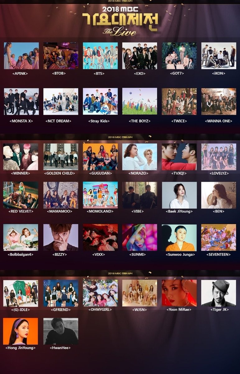 Line Up Pengisi Acara MBC Gayo Daejejun 2018