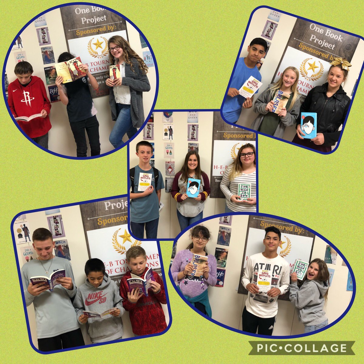 ELA7_MJH's tweet photo. Sometimes you just need to start reading immediately! Thanks to @hebtoc for putting great books into their hands. Thanks to authors like @NealShusterman, @yehface, @RJPalacio, and @wimpykid for writing books that get kids excited to read. #accessequalssuccess https://t.co/o7eFejVCwD